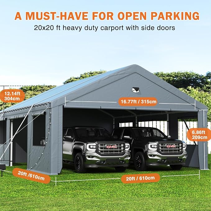 Carports 20X20 Heavy Duty，2 Car Carport - Image 2