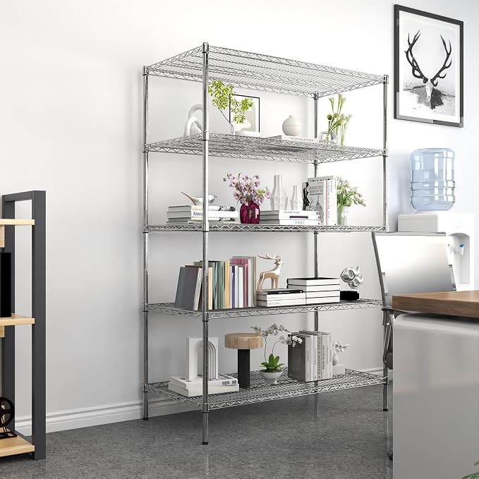 5-Tier Metal Storage Shelving Unit, Adjustable Storage Rack Display Shelves - Image 8