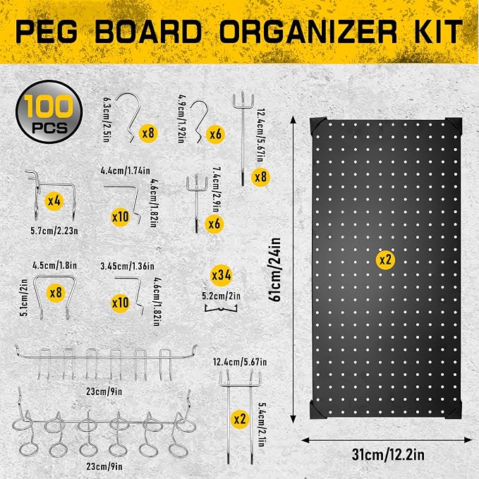 100PCS Pegboard Accessories Organizer Kit, Paper Towel Holder, Closet - Image 2