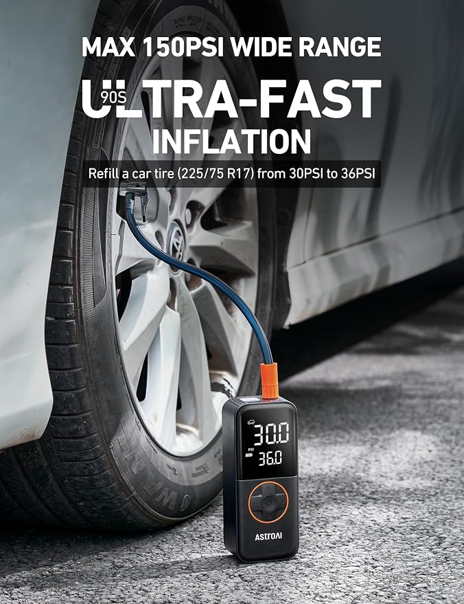 AstroAI L4 Tire Inflator Portable Air Compressor, 150PSI Portable Air Pump - Image 5