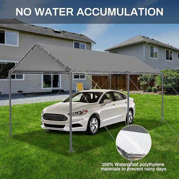 Carport 10x20ft Heavy Duty Car Tent, Portable Garage, Car Shelter, All-Season - Image 2