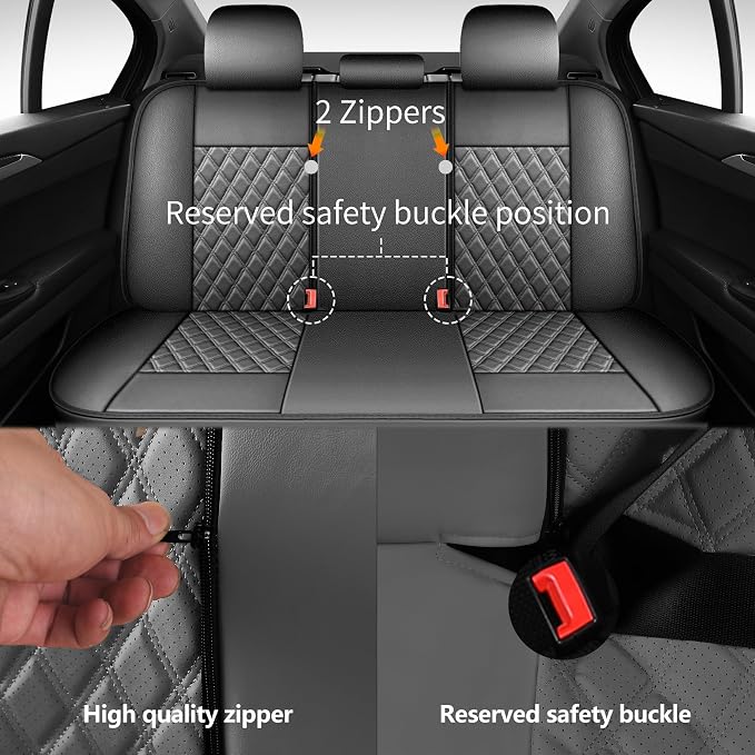 Car Seat Covers Full Set, Breathable and Waterproof Napa Leather Car Seat Cover - Image 3