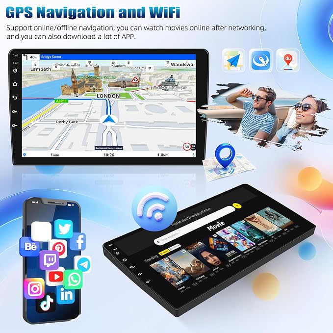 10.1Inch 2.5D HD Double Din Car Stereo Radio Receiver, Android Touch Screen MP5 - Image 2