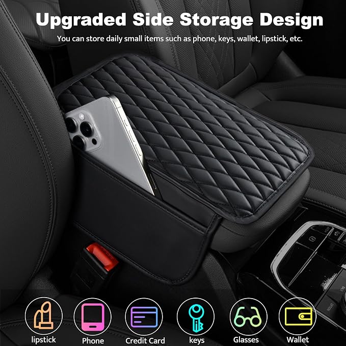 Car Center Console Cover, Upgraded Leather Armrest Seat Box Cover - Image 3