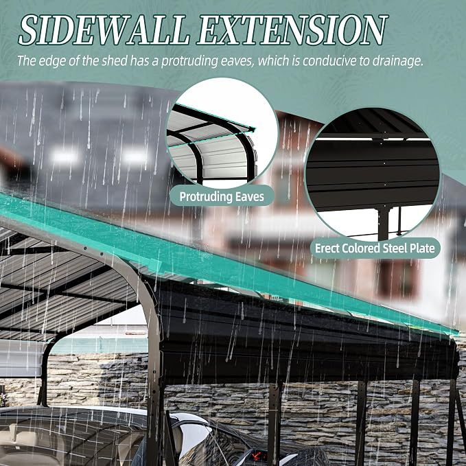 12x20 FT Metal Carport, Heavy Duty Car Port Canopy - Image 4