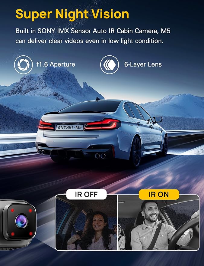 3 Channel 4K Dash Cam Front and Rear Inside, Built-in 5G WiFi, 4K+1080P+1080P - Image 7