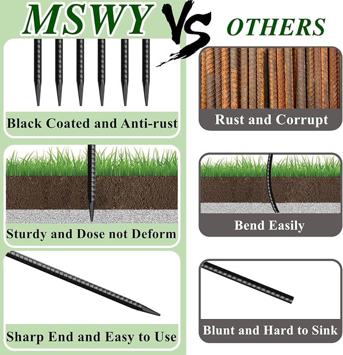 Rebar Stakes 16 Inch 20 Pack Heavy Duty Ground Anchors - Image 3
