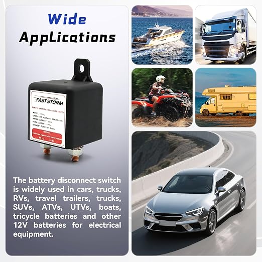 Side Post Remote Battery Disconnect Switch 12V 200A/1000A, Wireless Remote - Image 7