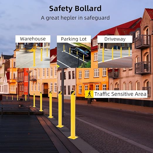 Safety Bollard 2 Packs, 42 Inch Height Steel Post, 4.5 Inch Diameter Parking - Image 4