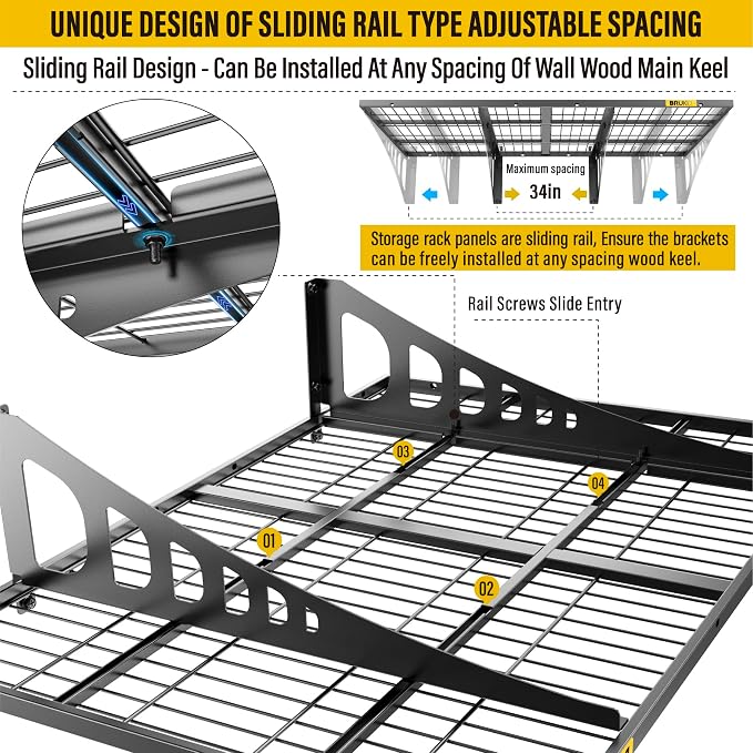 2x3ft Adjustable Rail Wall Garage Storage Shelf, Tool Room, Supermarket Wall - Image 5
