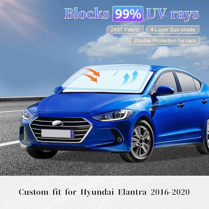 Sun Shade Sunshade for Hyundai Elantra Windshield Cover, 4-Layer Front Window - Image 2