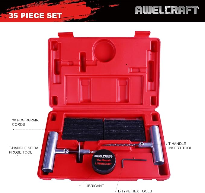 35-Piece Universal Heavy Duty Tire Plug Kit to Fix Punctures and Plug Flats - Image 2