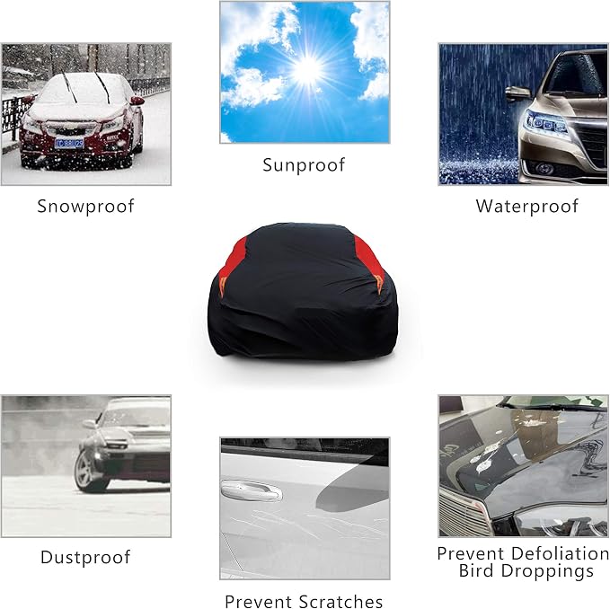 MORNYRAY Car Cover Waterproof All Weather Windproof Snowproof UV Protection - Image 3