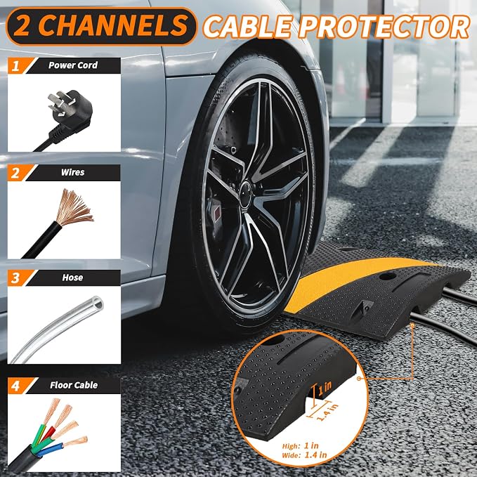 84'' Rubber Speed Bump, 1 Pack 2 Channel Modular Heavy Duty Speed Bumps Humps - Image 4