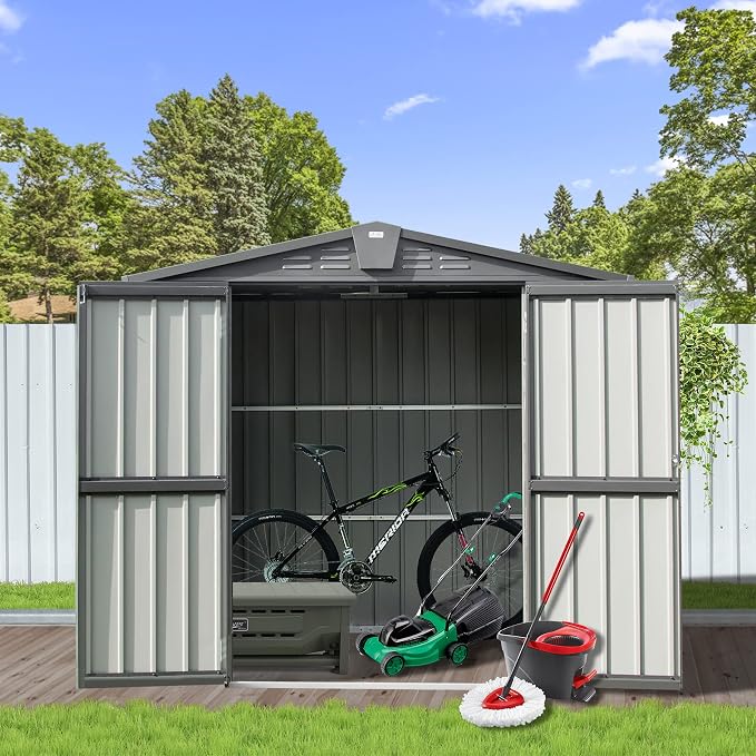 Domi Outdoor Storage Shed 6.5' x 4.2', Metal Waterproof Tool Shed Utility by domioutdoorliving