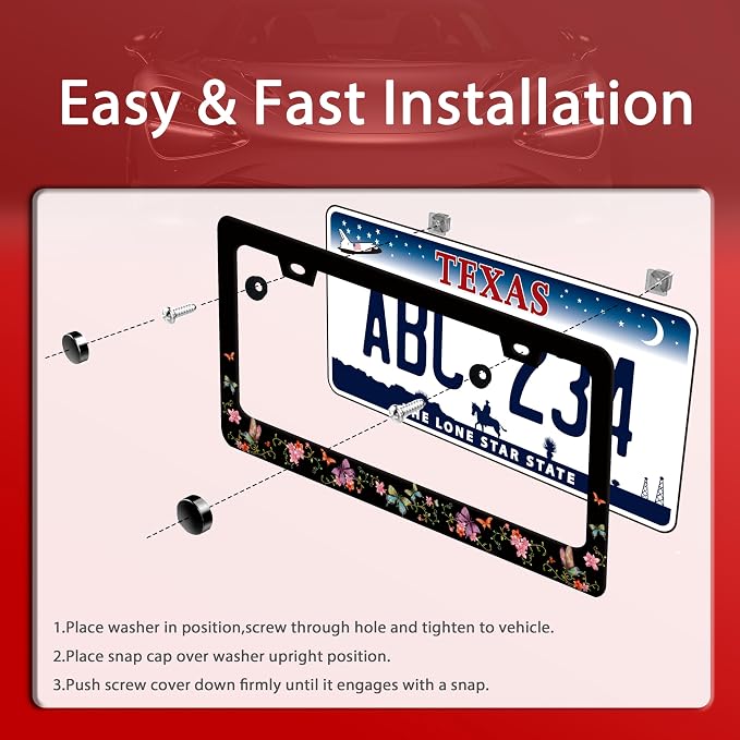 Colorful Butterfly License Plate Frame Beautiful Butterflies Flowers License - Image 3