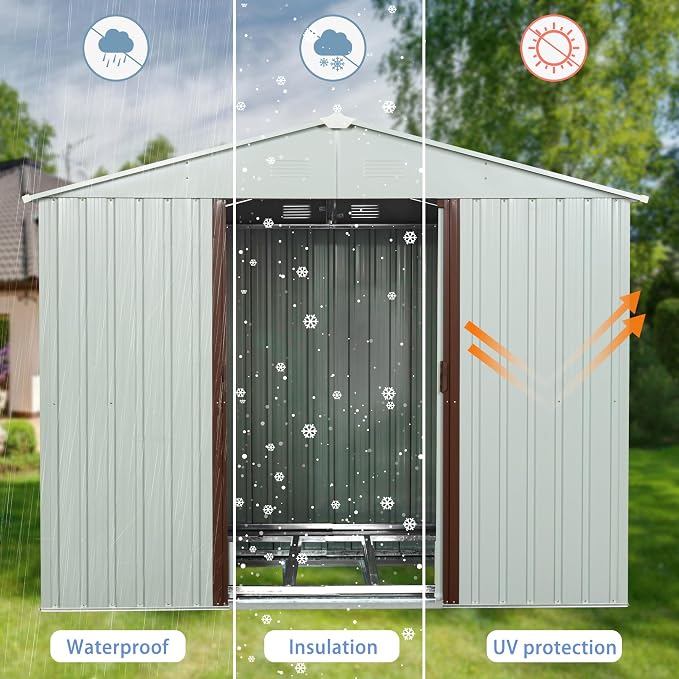 6x5 FT Outdoor Storage Shed, Metal Garden Shed - Image 8