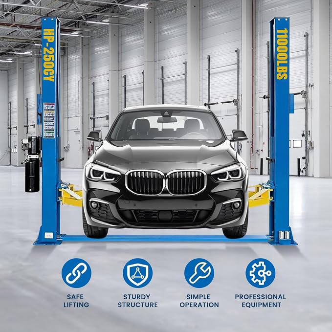 110V Two Post Car Lift 11, 000 LBS, Single-Sided Unlocking Heavy Duty Floor - Image 3