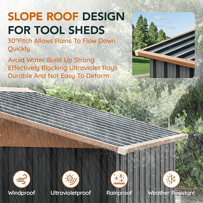 6x4FT Multi-used Shed & Outdoor Storage Shed, Steel Tool Shed - Image 6