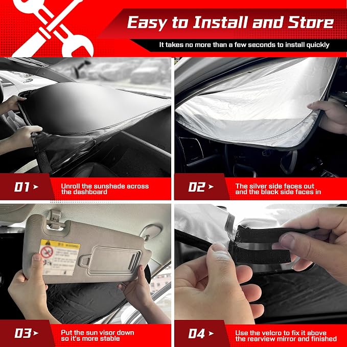 ARISMOTOR Windshield Sun Shade for Honda Pilot 2016-2024, Custom Fit Foldable - Image 6