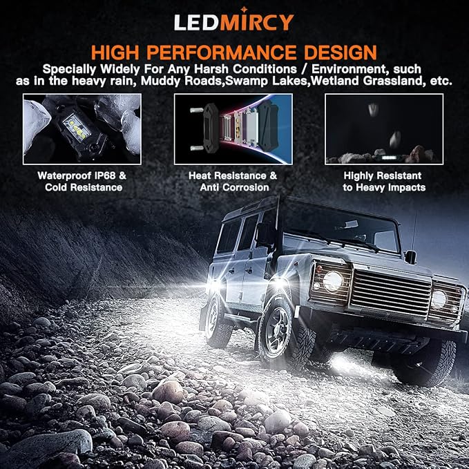 R3 White LED Rock Lights Kit 12PCS - Image 3