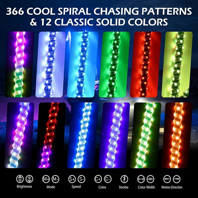 2PCS 3FT RGB LED Whip Light - Image 2