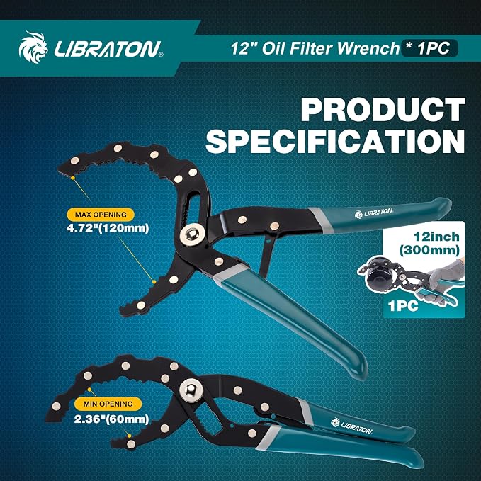 LIBRATON Oil Filter Wrench, Quick Adjustable Oil Filter Removal Tool - Image 4