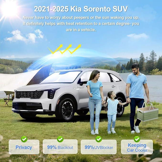 8pcs Car Window Shades for Kia Sorento SUV 2021-2025 Accessories, Windshield - Image 2
