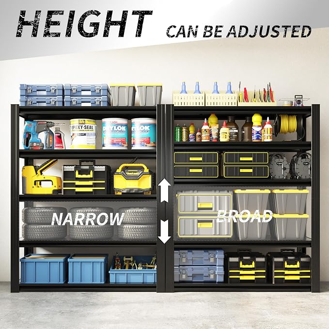 72" H Shelving Unit 5 Tiers Heavy Duty Garage Shelving 3000LBS Storage Racks - Image 4