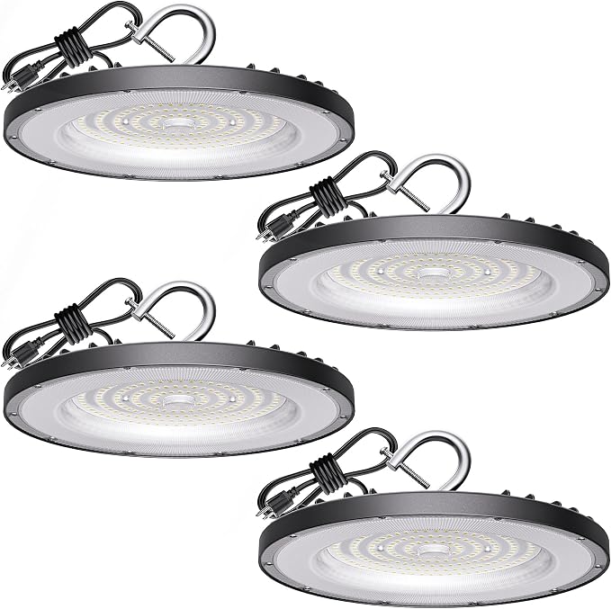 4 Pack UFO LED High Bay Light 150W, 5000K Daylight High Bay LED Shop Lights by Yihuven