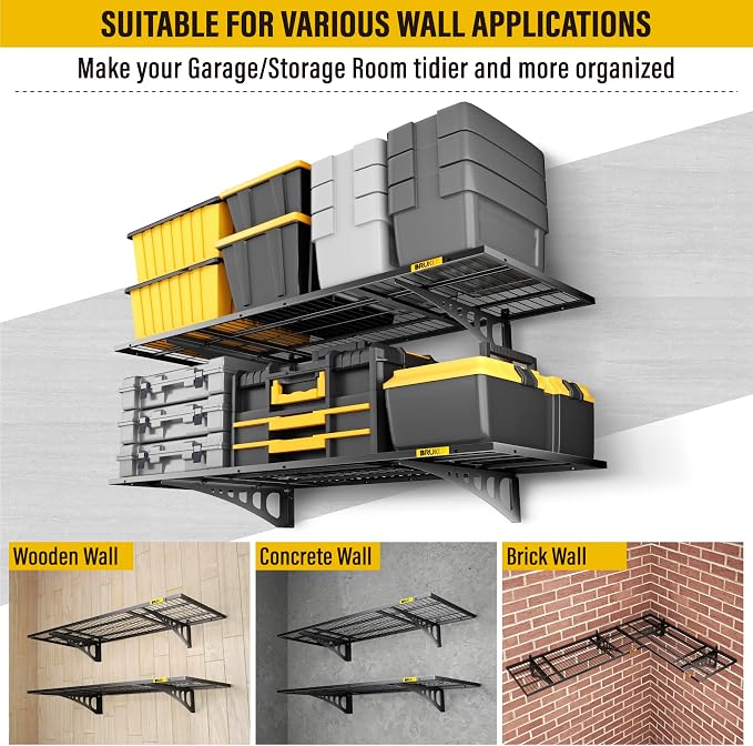 1.64x4ft Adjustable Rail Wall Garage Storage Shelf, - Image 7