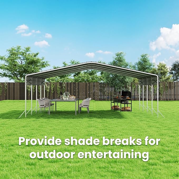 20x20' Heavy Duty Metal Carport – Sturdy Structure, All-Weather Protection - Image 7