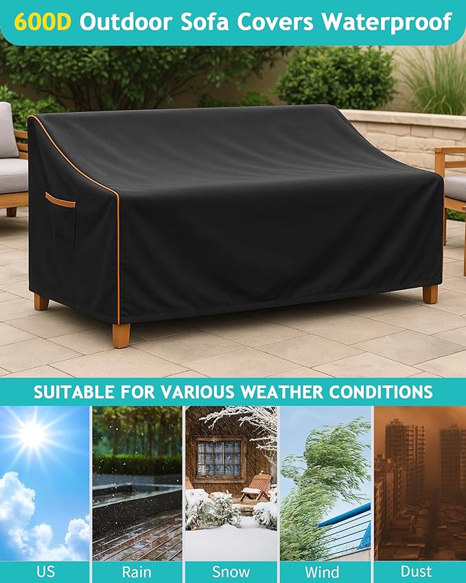 Outdoor Sofa Cover, Waterproof Patio Furniture Cover 60W x 42D x 33H inches - Image 6