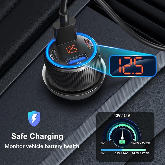 5 Pack USB C Car Charger, 4-Port 65W Car Power Adapter - Image 3
