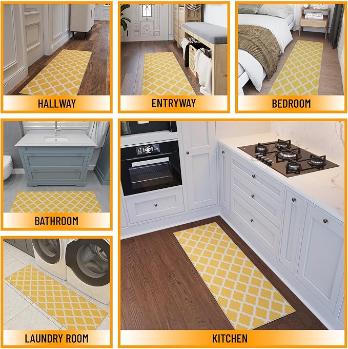 Ottomanson Hallway Runner Rug 20" x 59" Non Slip Trellis Area Rugs Easy to - Image 3