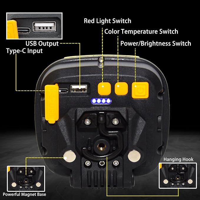 2 Pack Magnetic Work Light Rechargeable 5000Lumens, LED Flood Light - Image 7