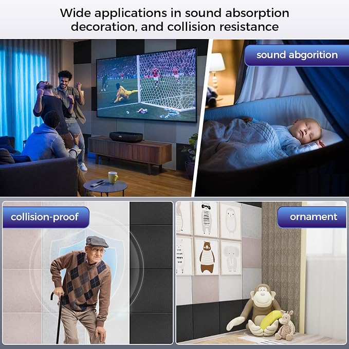 15 pcs 165dtex Microfiber Acoustic Panels ，Self-Adhesive Soundproof Wall Panels - Image 5