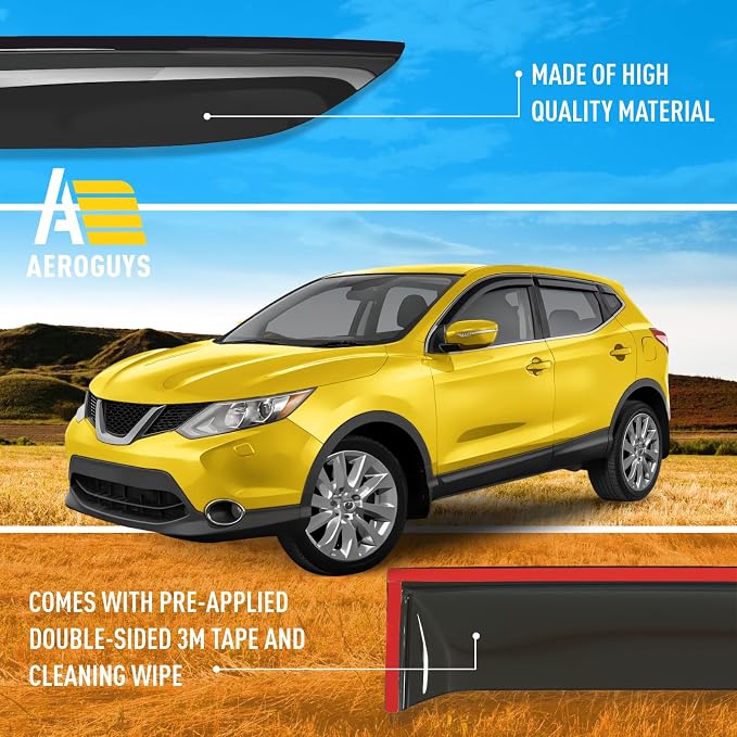 Extra Durable Window Deflectors Tape-On Window Visors Rain Guards Fit - Image 6