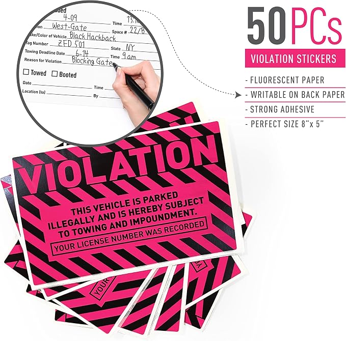 easykart labels 50 Parking Violation Stickers, 5 x 8 inch “Violation - Image 2