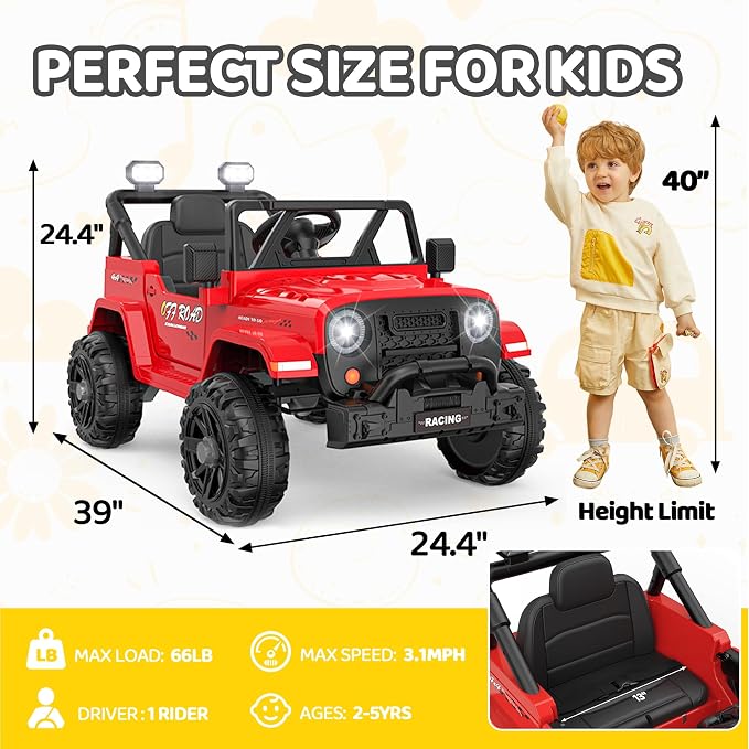 12V Ride On Truck Car with Remote Control, Kids Electric Vehicles with - Image 7