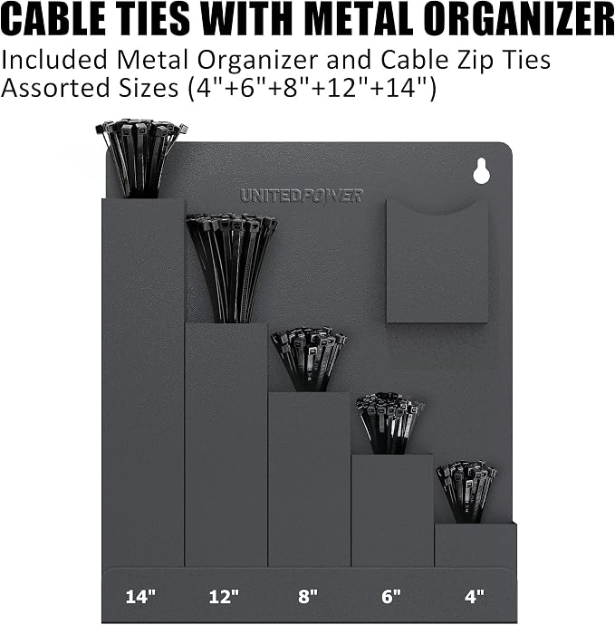UNITEDPOWER Cable Tie Holder, Wall Mount Storage Rack Organizer - Image 2