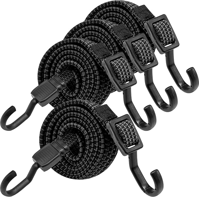 Bungee Cords with Hooks Heavy Duty, Flat Adjustable Bungee Cords with Hooks 60 by Rugtol