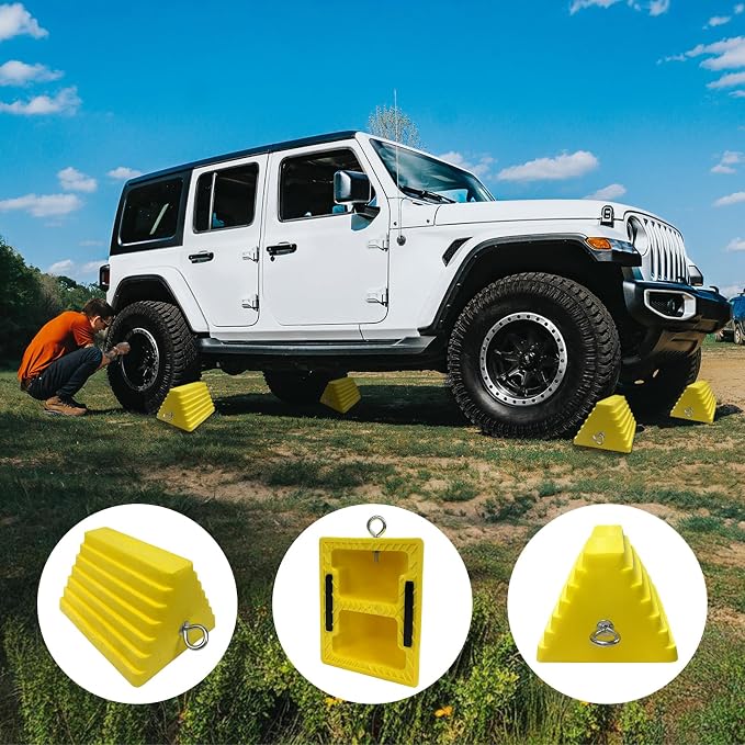 Premium 4 pcs Heavy Duty Wheel Tire Chocks, Vehicle Chocks - Image 6
