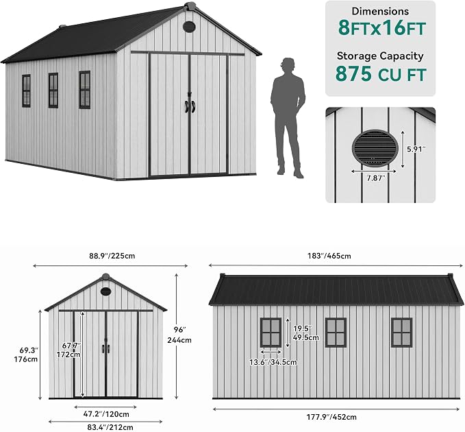 YITAHOME 8x16 FT Outdoor Storage Shed - Image 8