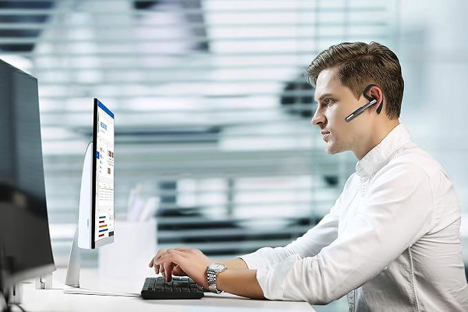 Bluetooth Headset, Wireless Bluetooth Earpiece V5.0 Hands-Free Earphones - Image 2