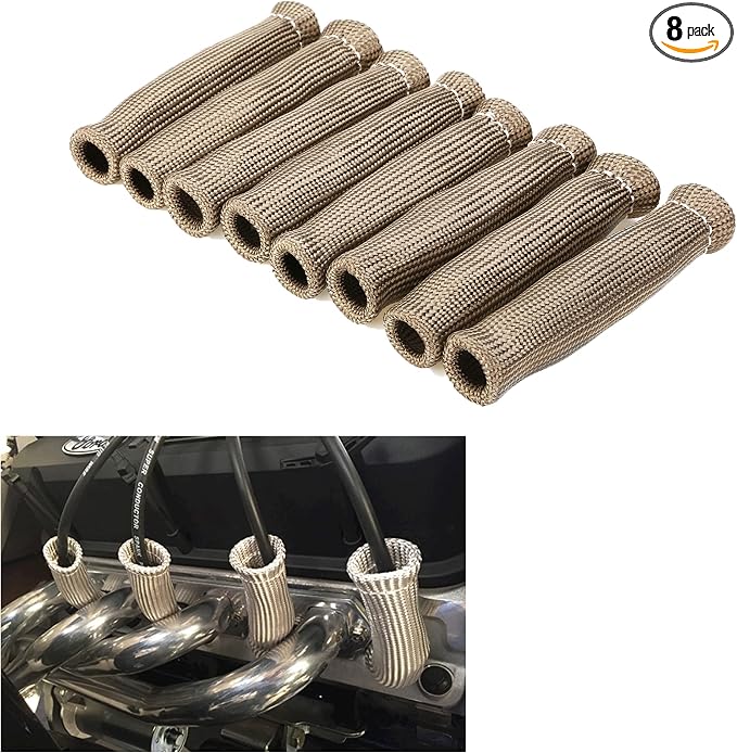 Titanium Spark Plug Wire Boots Thermal Protection Insulator Sleeve, 2500 Degree by AutopartsPerfectlife