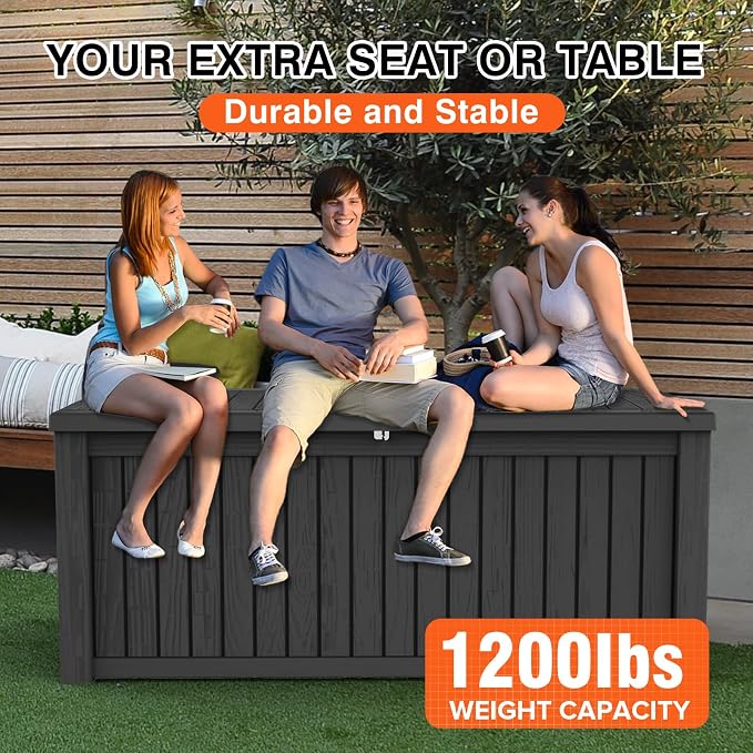 180 Gallon Resin Deck Box, Waterproof Outdoor Storage Bin - Image 6