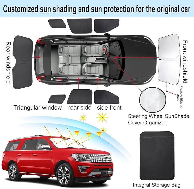 TTINGLU Window Shades for Ford Expedition SUV 2018-2024 Accessories Car Side - Image 3