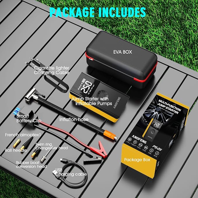 Portable Car Jump Starter with Air Compressor, 4000A 150PSI 12V Car Battery - Image 9