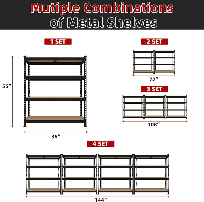 36" W x 16" D x 55" H Adjustable Garage Storage Shelves - Image 8